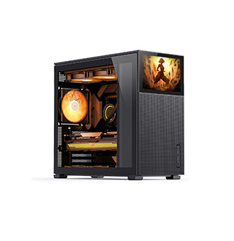 Black ATX Computer Case with Screen, ATX Motherboard PC Case/Support RTX 4090(335-400mm) GPU 360/280AIO,Power ATX/SFX: 100mm-220mm Multiple Tool-Free Design,Black